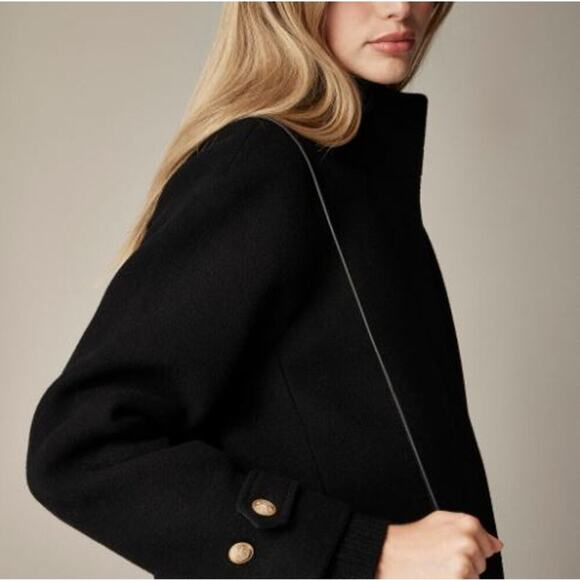 JCrew Womens Italian Stadium-Cloth Wool Blend Toscana Coat CE180 Black Sze 6 NWT - Picture 6 of 9